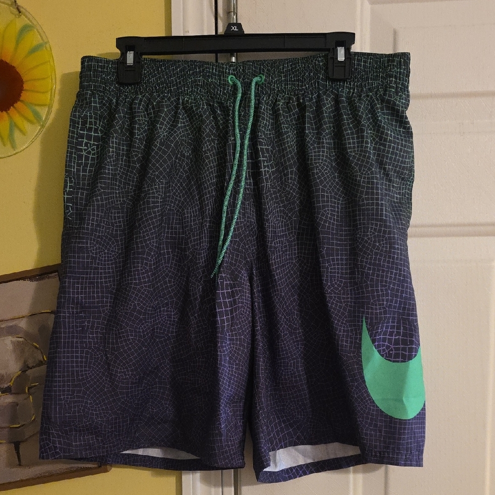 Nike Blue and Green Swim Board Shorts